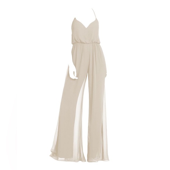 Hayley Paige Bridal Wedding Chiffon Jumpsuit Style 5710 Ivory - Picture 7 of 11